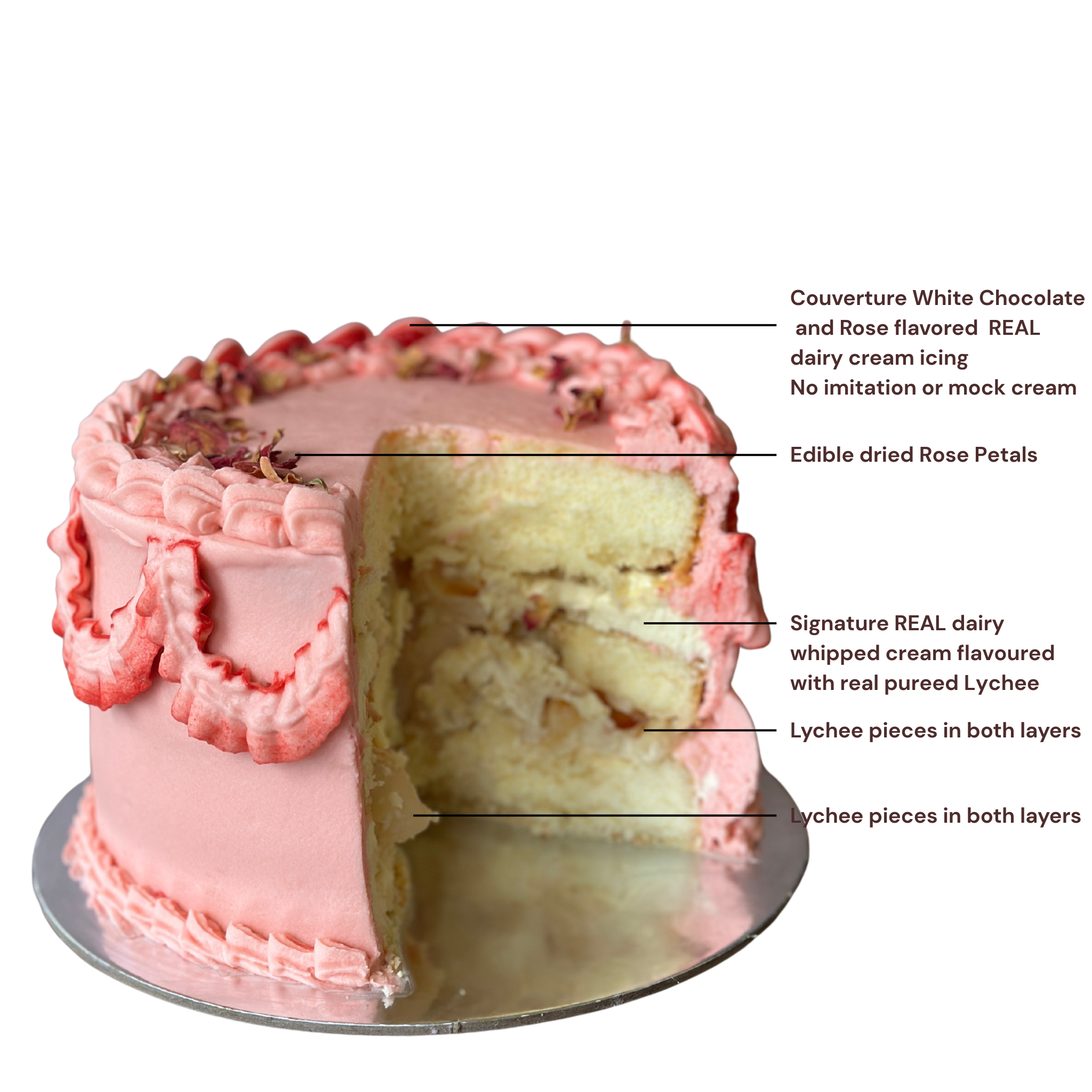 Lychee & Rose White Chocolate Cream Cake